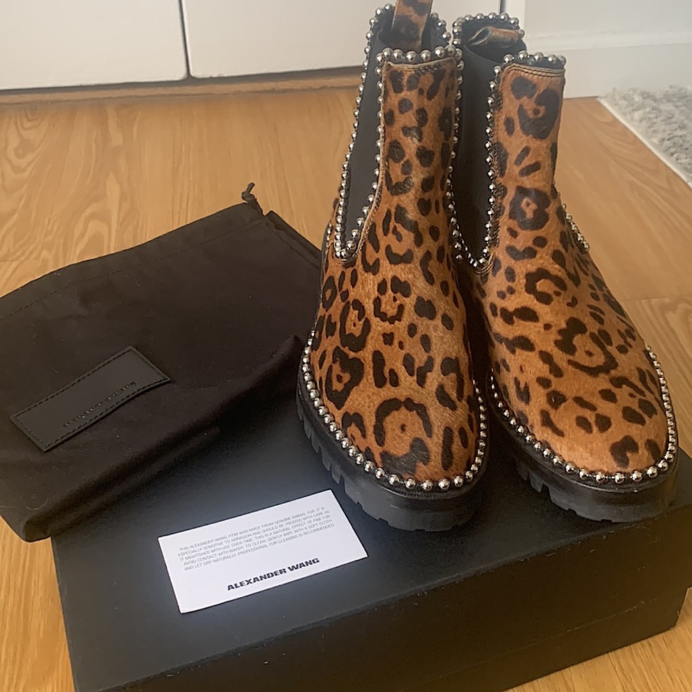 Alexander Wang Spencer Leopard Fur Boots - Size 39
